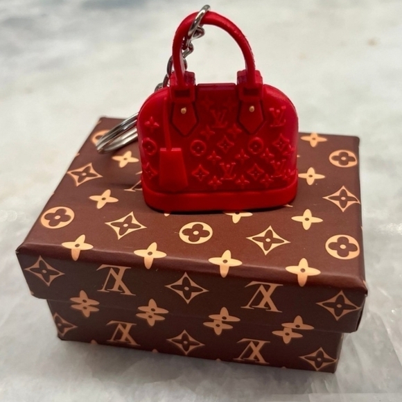 Accessories - Designer Style Mini Bag Charm Keychain Red Purse